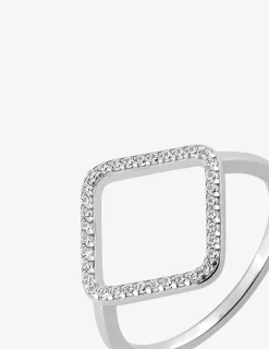 Bague motif losange en argent 925 ‰ rhodié et oxydes de zirconium SO OR