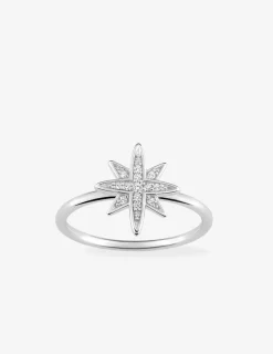 Bague motif étoile en argent 925 ‰ rhodié et oxydes de zirconium SO OR