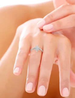 Bague motif étoile en argent 925 ‰ rhodié et oxydes de zirconium SO OR
