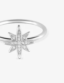 Bague motif étoile en argent 925 ‰ rhodié et oxydes de zirconium SO OR