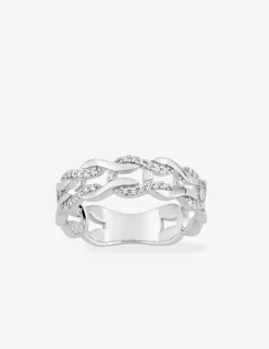 Bague motif torsadé en argent 925 ‰ rhodié, oxydes de zirconium SO OR
