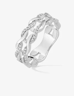 Bague motif torsadé en argent 925 ‰ rhodié, oxydes de zirconium SO OR
