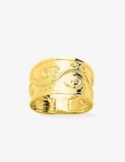 Bague motifs fantaisie en relief or jaune 375‰ SO OR