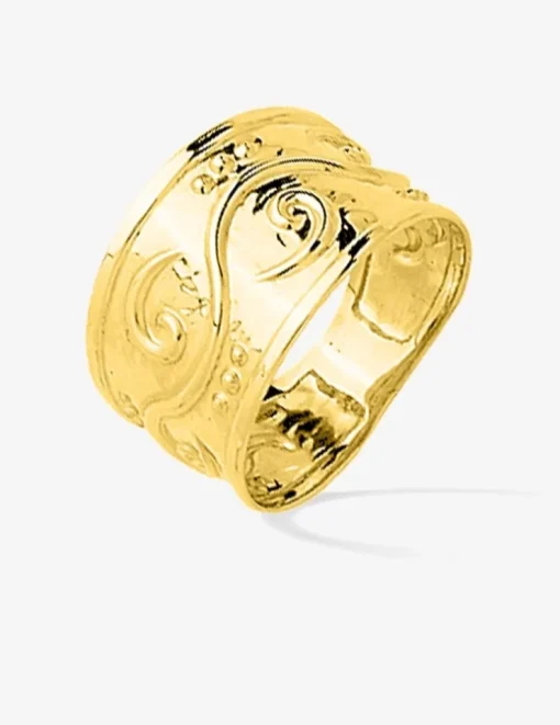 Bague motifs fantaisie en relief or jaune 375‰ SO OR