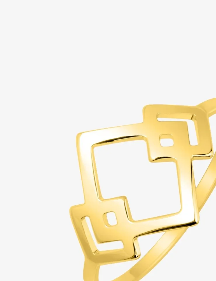 Bague motifs géométriques plaqué or SO OR