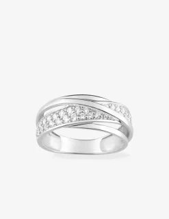 Bague multi anneaux argent rhodié 925 ‰ et oxyde de zirconium SO OR
