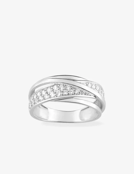 Bague multi anneaux argent rhodié 925 ‰ et oxyde de zirconium SO OR