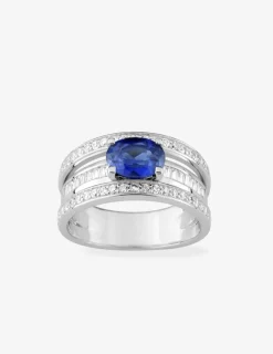 Bague multi anneaux argent rhodié 925 ‰ et oxyde de zirconium bleu foncé SO OR