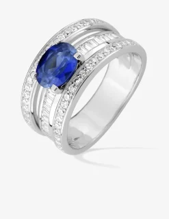 Bague multi anneaux argent rhodié 925 ‰ et oxyde de zirconium bleu foncé SO OR