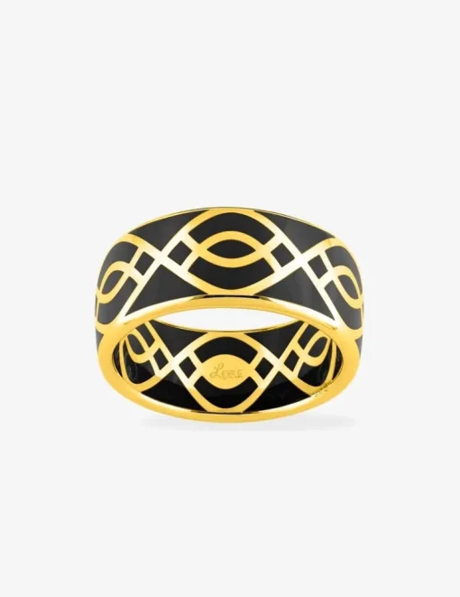 Bague Ondine Or jaune 375‰ et laque noir de jais SO OR