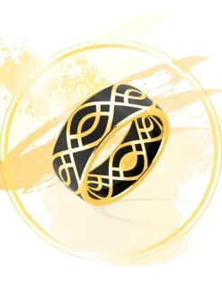 Bague Ondine Or jaune 375‰ et laque noir de jais SO OR
