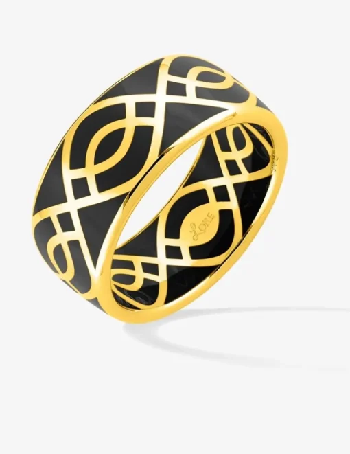 Bague Ondine Or jaune 375‰ et laque noir de jais SO OR