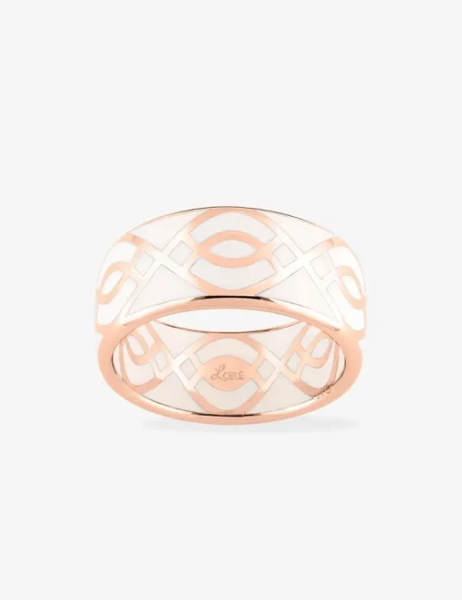 Bague Ondine Or rose 375‰ et laque ivoire SO OR