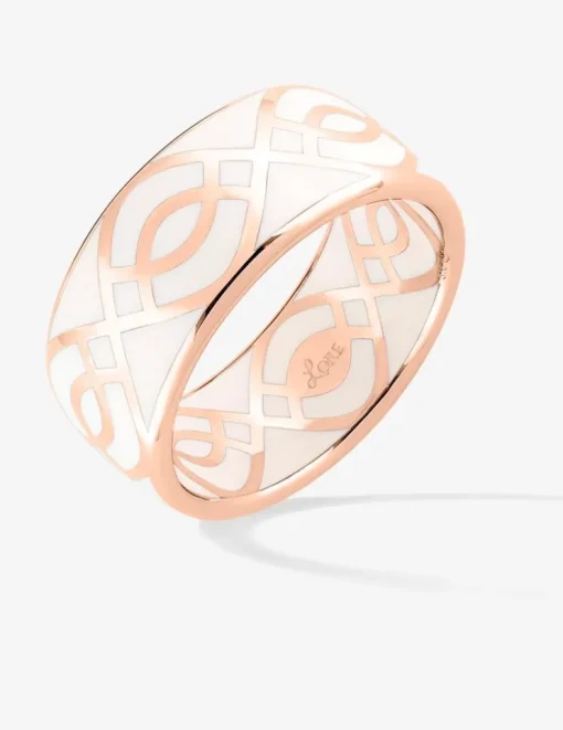 Bague Ondine Or rose 375‰ et laque ivoire SO OR