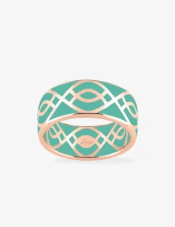 Bague Ondine Or rose 375‰ et laque verte aqua SO OR