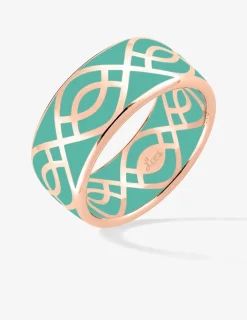 Bague Ondine Or rose 375‰ et laque verte aqua SO OR