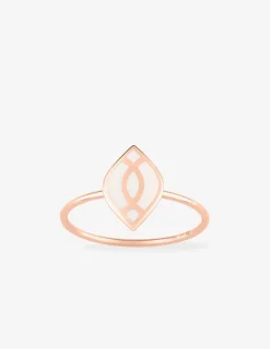 Bague Ondine Or rose 375‰ et motif laque ivoire SO OR