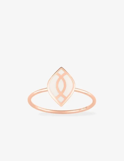 Bague Ondine Or rose 375‰ et motif laque ivoire SO OR