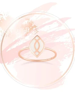 Bague Ondine Or rose 375‰ et motif laque ivoire SO OR