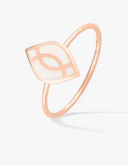 Bague Ondine Or rose 375‰ et motif laque ivoire SO OR