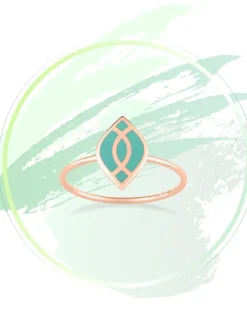 Bague Ondine Or rose 375‰ et motif laque verte aqua SO OR