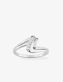 Bague ondulée argent 925‰ rhodié et oxydes de zirconium SO OR
