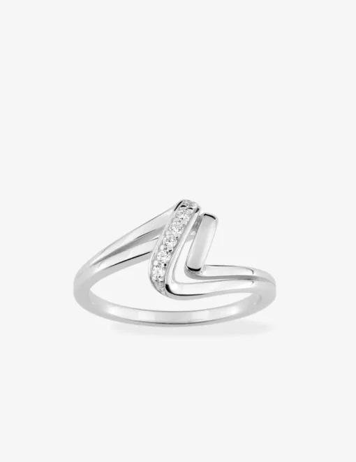 Bague ondulée argent 925‰ rhodié et oxydes de zirconium SO OR
