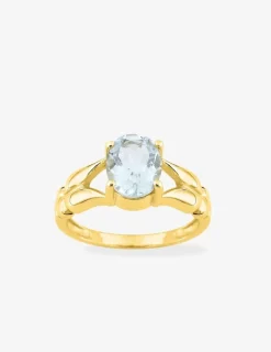Bague or 750 ‰ aigue-marine serti griffes SO OR