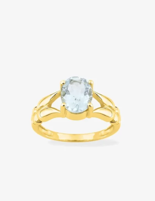 Bague or 750 ‰ aigue-marine serti griffes SO OR