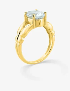 Bague or 750 ‰ aigue-marine serti griffes SO OR