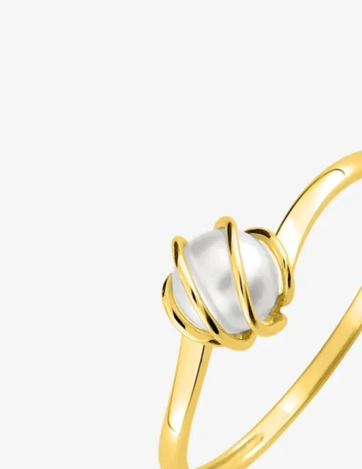 Bague or 750 ‰ avec perle de culture d'eau douce monture fantaisie SO OR