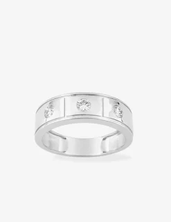 Bague or 375 ‰ blanc avec 3 diamants synthétiques 0,45 ct SO OR