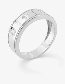 Bague or 375 ‰ blanc avec 3 diamants synthétiques 0,45 ct SO OR