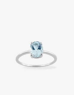 Bague or 750 ‰ blanc avec topaze bleue SO OR