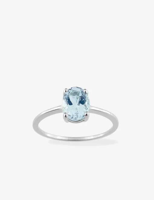 Bague or 750 ‰ blanc avec topaze bleue SO OR