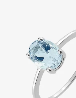 Bague or 750 ‰ blanc avec topaze bleue SO OR