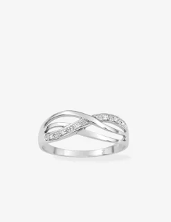 Bague or 375 ‰ blanc croisée oxyde de zirconium SO OR