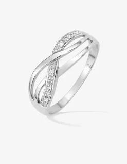 Bague or 375 ‰ blanc croisée oxyde de zirconium SO OR