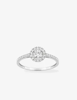 Bague or 375 ‰ blanc et diamants synthétiques 0,40 ct SO OR