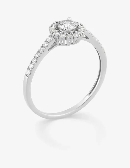 Bague or 375 ‰ blanc et diamants synthétiques 0,40 ct SO OR