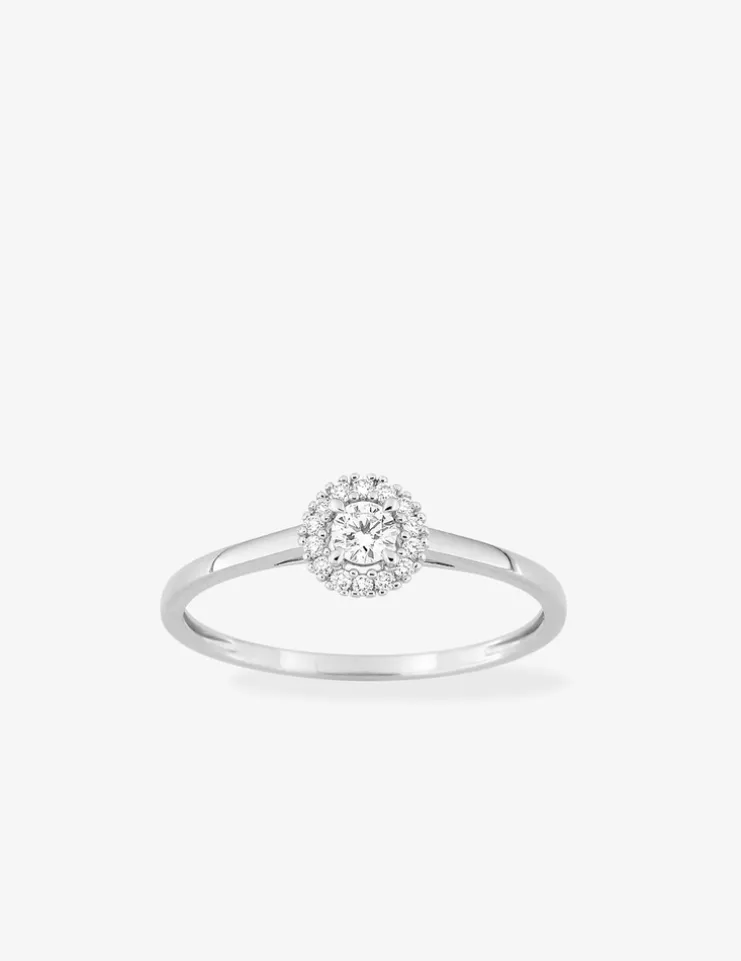 Bague or 375 ‰ blanc et diamants synthétiques 0,15 ct SO OR