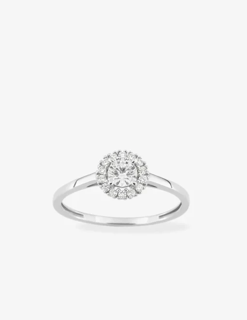 Bague or 375 ‰ blanc et diamants synthétiques 0,35 ct SO OR