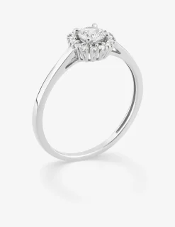Bague or 375 ‰ blanc et diamants synthétiques 0,35 ct SO OR