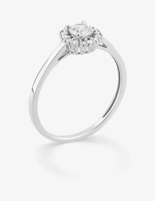 Bague or 375 ‰ blanc et diamants synthétiques 0,35 ct SO OR