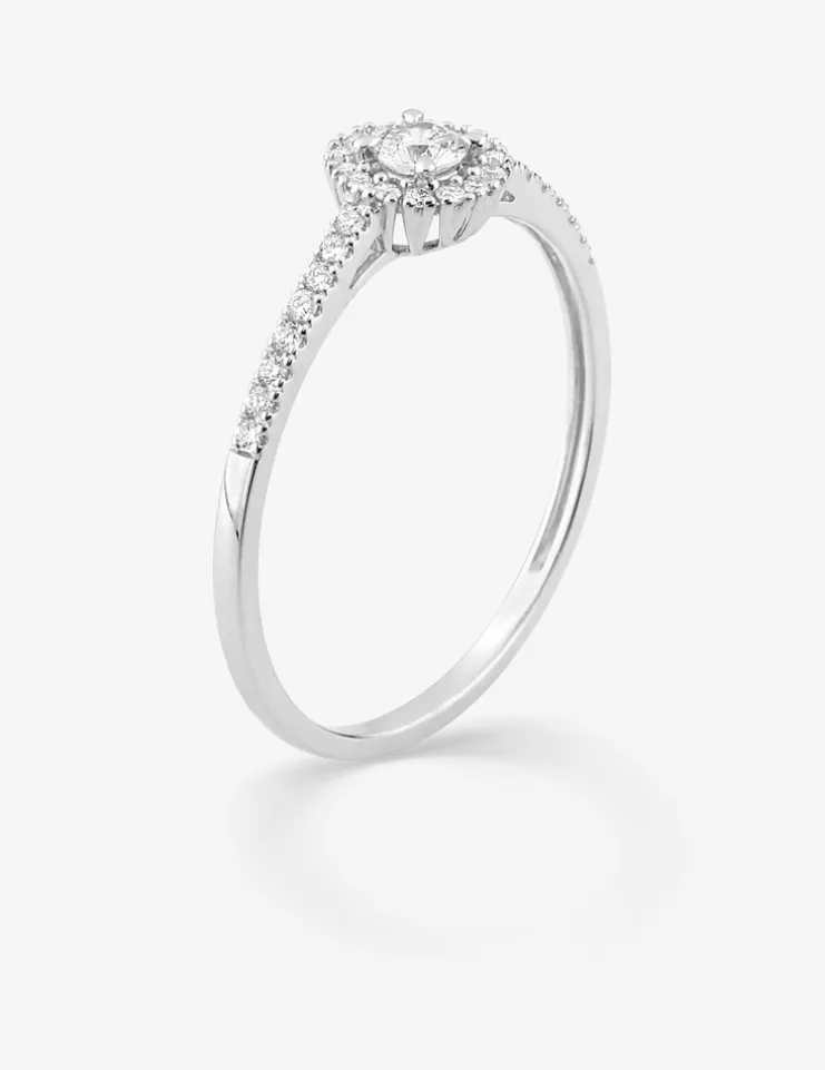 Bague or 375 ‰ blanc et diamants synthétiques 0,22 ct SO OR