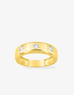 Bague or 375 ‰ jaune avec 3 diamants synthétiques 0,45 ct SO OR