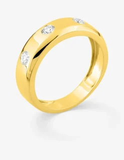 Bague or 375 ‰ jaune avec 3 diamants synthétiques 0,45 ct SO OR