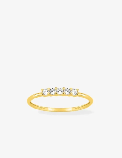 Bague or 750 ‰ jaune avec oxydes de zirconium SO OR