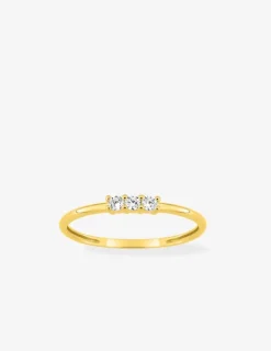Bague or 750 ‰ jaune avec oxydes de zirconium serti griffes SO OR