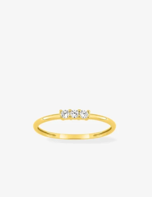 Bague or 750 ‰ jaune avec oxydes de zirconium serti griffes SO OR
